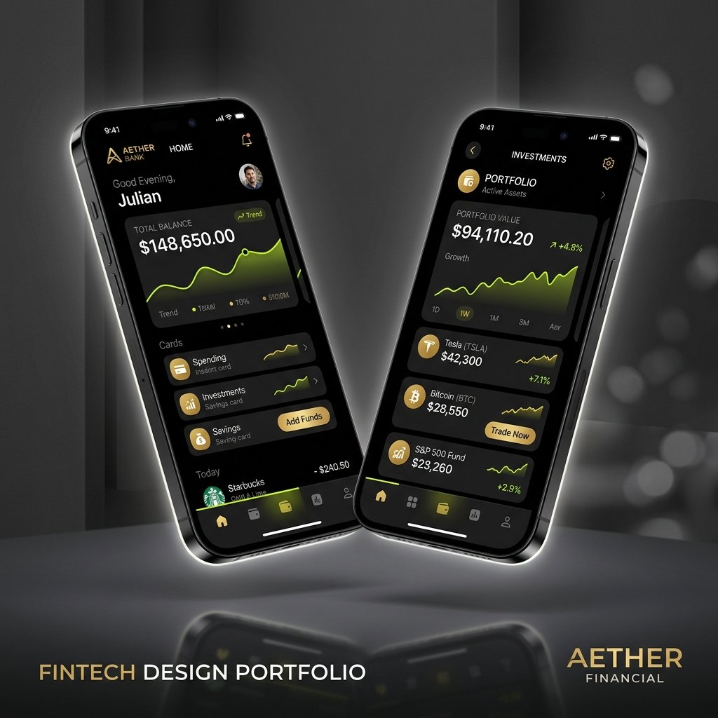 Aether Wallet — Mobile fintech app design
